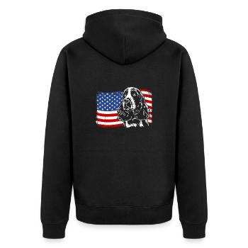 English Springer Spaniel America Flag Dog Dogs - Unisex Premium Organic Zip Hoodie - black - Back - Nico (187cm)
