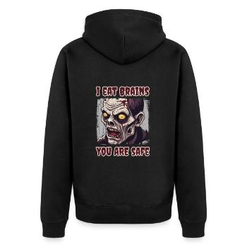 Zombie lustiger Zombie Spruch Sprüche - Unisex Premium Bio Zip Hoodie - Schwarz - Hinten - Nico (187cm)