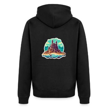 Sandcastle / Building / Playing / Castle / Holiday - Unisex Premium Organic Zip Hoodie - black - Back - Nico (187cm)