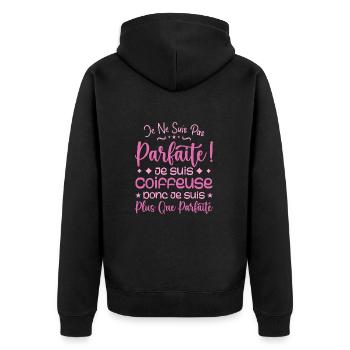 Ein mehr als perfekter Friseur, ein Traumberuf - Unisex Premium Bio Zip Hoodie - Schwarz - Hinten - Nico (187cm)