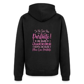 Ein mehr als perfekter Judoka, ein Traumberuf - Unisex Premium Bio Zip Hoodie - Schwarz - Hinten - Nico (187cm)