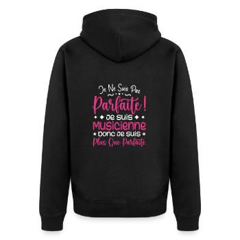 Ein mehr als perfekter Musiker, ein Traumberuf - Unisex Premium Bio Zip Hoodie - Schwarz - Hinten - Nico (187cm)