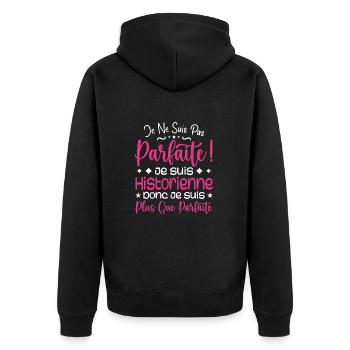 Ein mehr als perfekter Historiker, ein Traumberuf - Unisex Premium Bio Zip Hoodie - Schwarz - Hinten - Nico (187cm)