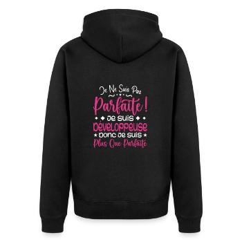 A more than perfect Developer, a dream job - Unisex Premium Organic Zip Hoodie - black - Back - Nico (187cm)