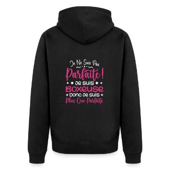 Ein mehr als perfekter Boxer, ein Traumberuf - Unisex Premium Bio Zip Hoodie - Schwarz - Hinten - Nico (187cm)