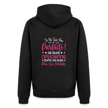 Une Opticienne plus que parfaite, métier de rêve - Veste à capuche bio Premium Unisexe - noir - Dos - Nico (187cm)