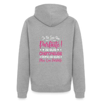Ein mehr als perfekter Forscher, ein Traumjob - Unisex Premium Bio Zip Hoodie - Grau meliert - Hinten - Nico (187cm)