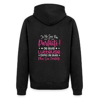 Une Lutteuse plus que parfaite, métier de rêve - Veste à capuche bio Premium Unisexe - noir - Dos - Nico (187cm)