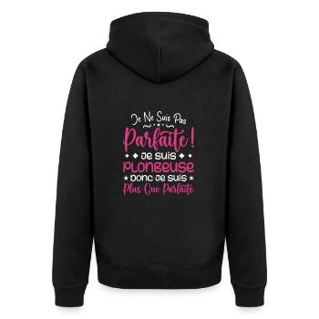 Eine mehr als perfekte Spülmaschine, ein Traumberuf - Unisex Premium Bio Zip Hoodie - Schwarz - Hinten - Nico (187cm)