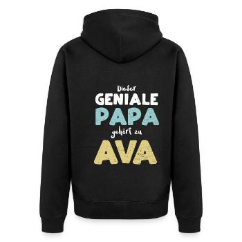 Dieser Geniale Papa Gehört Zu Ava - Unisex Premium Bio Zip Hoodie - Schwarz - Hinten - Nico (187cm)