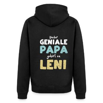 Dieser Geniale Papa Gehört Zu Leni - Unisex Premium Bio Zip Hoodie - Schwarz - Hinten - Nico (187cm)