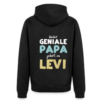 Dieser Geniale Papa Gehört Zu Levi - Unisex Premium Bio Zip Hoodie - Schwarz - Hinten - Nico (187cm)