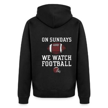 Le dimanche, nous regardons le football - Veste à capuche bio Premium Unisexe - noir - Dos - Nico (187cm)