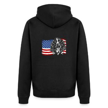 English Springer Spaniel America Flag Dog Dogs - Unisex Premium Organic Zip Hoodie - black - Back - Nico (187cm)