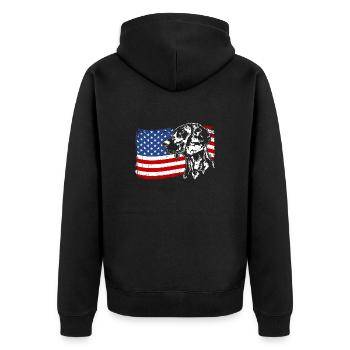 Hanoverian Scent Hound America Flag Dogs - Unisex Premium Organic Zip Hoodie - black - Back - Nico (187cm)