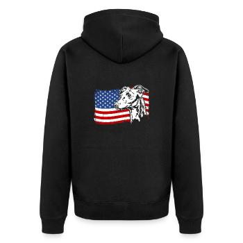 Italian Greyhound America Flag Dogs - Unisex Premium Organic Zip Hoodie - black - Back - Nico (187cm)