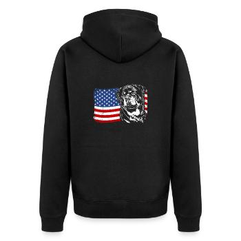 Rottweiler America Flag Dog Dogs Wilsigns - Unisex Premium Organic Zip Hoodie - black - Back - Nico (187cm)