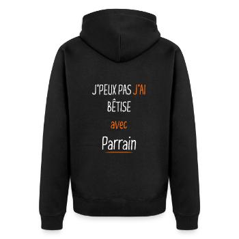 J'peux pas j'ai Bêtise avec Parrain - Veste à capuche bio Premium Unisexe - noir - Dos - Nico (187cm)