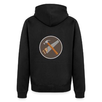 Handwerker: Werkzeug - Hammer und Säge - Unisex Premium Bio Zip Hoodie - Schwarz - Hinten - Nico (187cm)