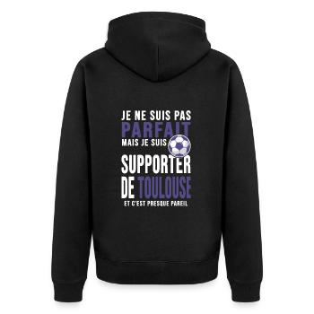 supporter football Toulouse humour club toulousain - Veste à capuche bio Premium Unisexe - noir - Dos - Nico (187cm)