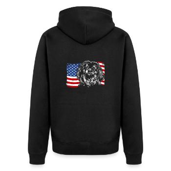 Pekingese America Flag Dog Dogs Wilsigns - Unisex Premium Organic Zip Hoodie - black - Back - Nico (187cm)