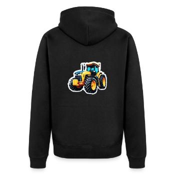 Traktor / Landwirtschaft / Bauer / Feldarbeit - Unisex Premium Bio Zip Hoodie - Schwarz - Hinten - Nico (187cm)