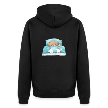 Teddybär Schläft - Unisex Premium Bio Zip Hoodie - Schwarz - Hinten - Nico (187cm)