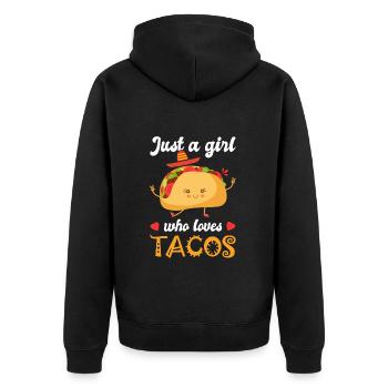 girl who loves tacos Humor girl taco - Unisex Premium Organic Zip Hoodie - black - Back - Nico (187cm)