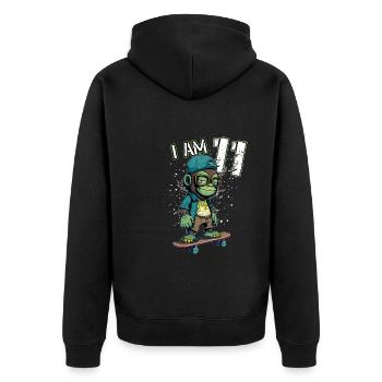 Anniversaire des enfants 11 ans - singe patineur - Veste à capuche bio Premium Unisexe - noir - Dos - Nico (187cm)