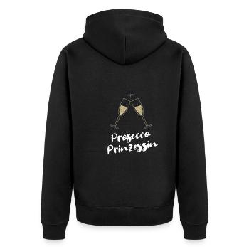 und Prosecco - Prosecco Prinzessin - Unisex Premium Bio Zip Hoodie - Schwarz - Hinten - Nico (187cm)