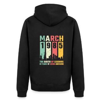 38e anniversaire Mars Né en 1985 Idée cadeau - Veste à capuche bio Premium Unisexe - noir - Dos - Nico (187cm)
