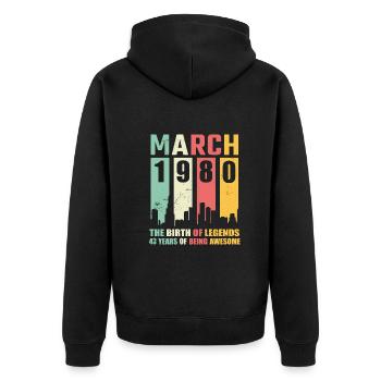 43e anniversaire Mars Né en 1980 Idée cadeau - Veste à capuche bio Premium Unisexe - noir - Dos - Nico (187cm)