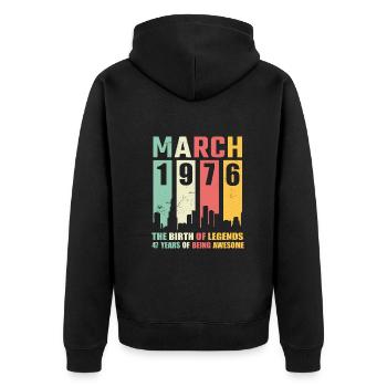 47e anniversaire Mars Né en 1976 Idée cadeau - Veste à capuche bio Premium Unisexe - noir - Dos - Nico (187cm)