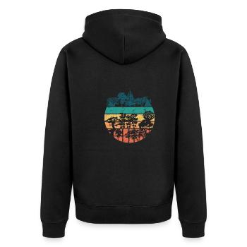 Retro Forest Trees Mountains Nature Lovers - Outdoor - Unisex Premium Organic Zip Hoodie - black - Back - Nico (187cm)