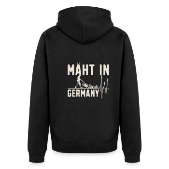 Mäht in Germany - Gartenarbeit - Unisex Premium Bio Zip Hoodie - Schwarz - Hinten - Nico (187cm)