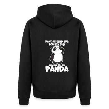 Pandas Sind Süß Ich Bin Süß Also Bin Ich Ein - Unisex Premium Bio Zip Hoodie - Schwarz - Hinten - Nico (187cm)
