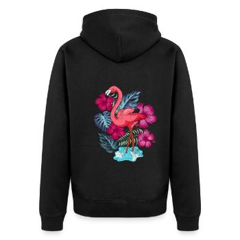 Tropischer Vogel Tierliebhaber Geschenk Flamingo - Unisex Premium Bio Zip Hoodie - Schwarz - Hinten - Nico (187cm)