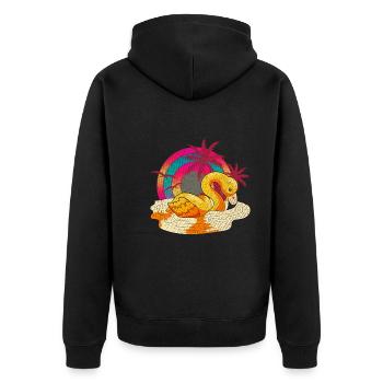 Flamingo - Unisex Premium Bio Zip Hoodie - Schwarz - Hinten - Nico (187cm)