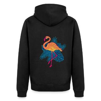 Zoo Tier Geschenk Sommer Tropen Vogel Flamingo - Unisex Premium Bio Zip Hoodie - Schwarz - Hinten - Nico (187cm)