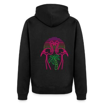 Flamingo - Unisex Premium Bio Zip Hoodie - Schwarz - Hinten - Nico (187cm)