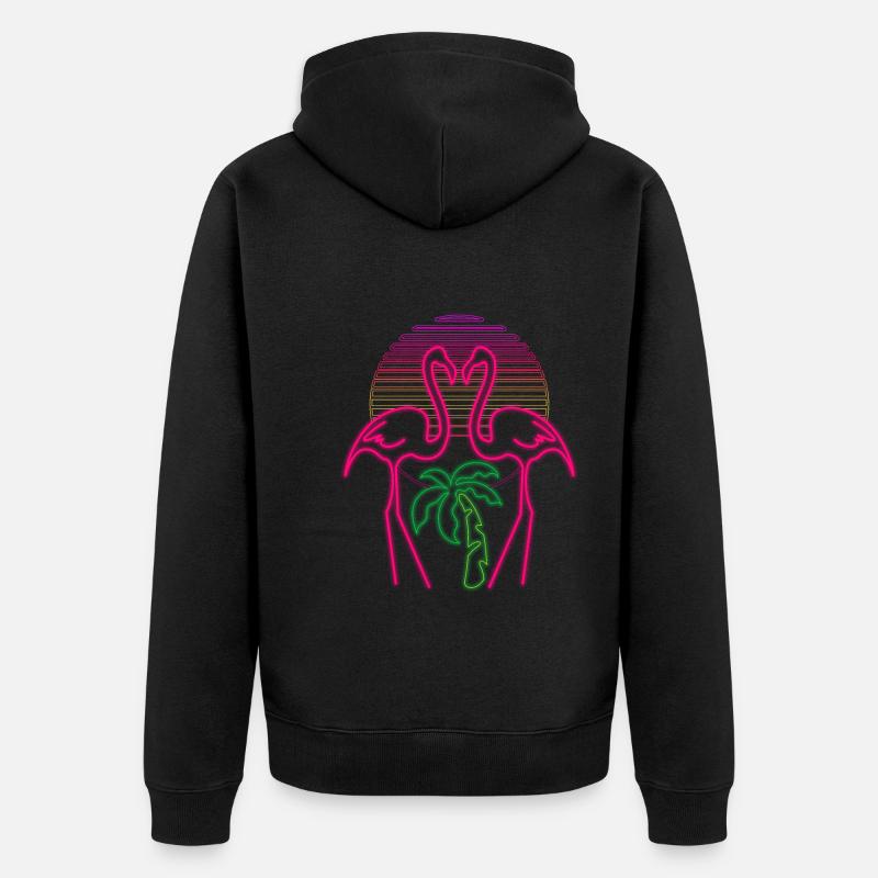 Flamingo - Unisex Premium Bio Zip Hoodie - Schwarz