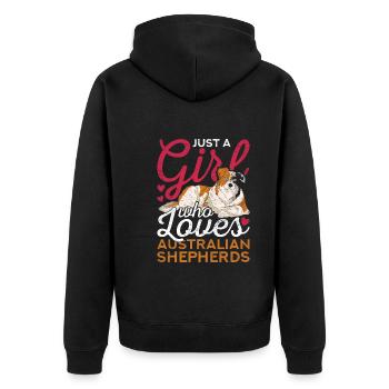 Aussie Dog Girl Gift Australian Shepherd - Unisex Premium Organic Zip Hoodie - black - Back - Nico (187cm)