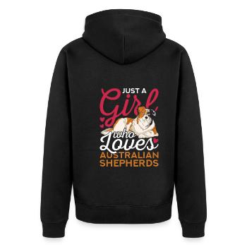 Amoureux des chiens fille chien Berger australien - Veste à capuche bio Premium Unisexe - noir - Dos - Nico (187cm)