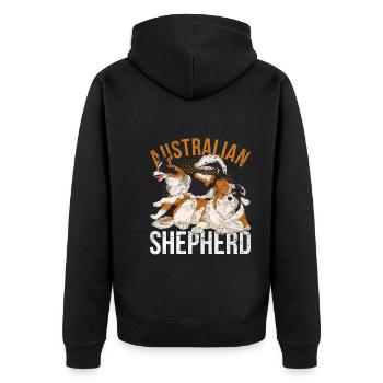 Hundeliebhaber Geschenkidee Australian Shepherd - Unisex Premium Bio Zip Hoodie - Schwarz - Hinten - Nico (187cm)