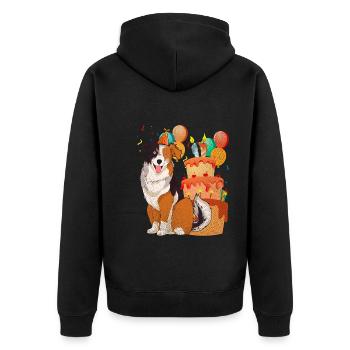 Aussie Dog Birthday Australian Shepherd - Unisex Premium Organic Zip Hoodie - black - Back - Nico (187cm)