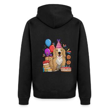 Hunde Geburtstag Geschenkidee Cocker Spaniel - Unisex Premium Bio Zip Hoodie - Schwarz - Hinten - Nico (187cm)