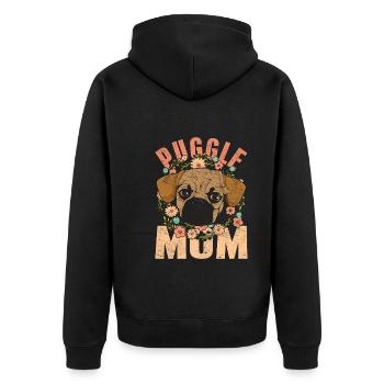 Puggle Mom Dog Gift Mother's Day Puggle - Unisex Premium Organic Zip Hoodie - black - Back - Nico (187cm)