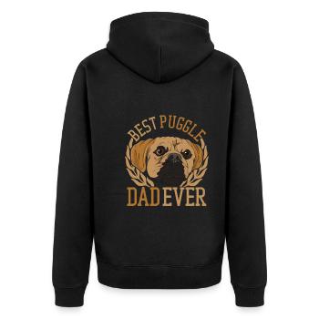 Amoureux des chiens Cadeau de la fête des pères Chien Papa Puggle - Veste à capuche bio Premium Unisexe - noir - Dos - Nico (187cm)