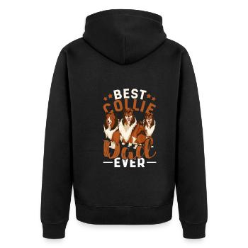 Chien Amoureux Fête des Pères Cadeau Chien Papa Collie - Veste à capuche bio Premium Unisexe - noir - Dos - Nico (187cm)