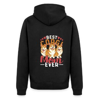 Amoureux des chiens Cadeau de fête des mères Chien Mama Corgi - Veste à capuche bio Premium Unisexe - noir - Dos - Nico (187cm)